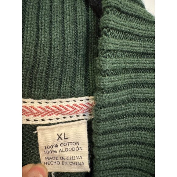 Weatherproof Vintage Holiday Sweater Mens XL Green Beige Snowflake Pullover Cott - Picture 5 of 6